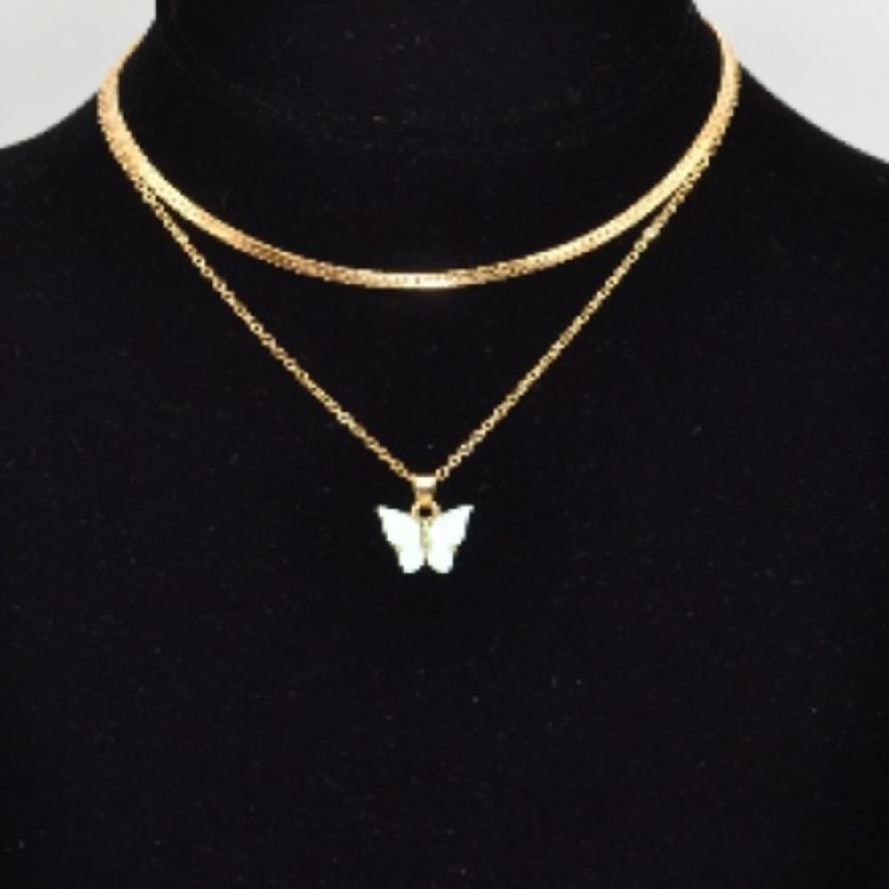 Necklace and earring set, butterfly - Picture 1 of 14